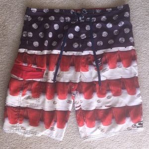 O'Neill Quarters Red, Wht & Blue Boradshorts